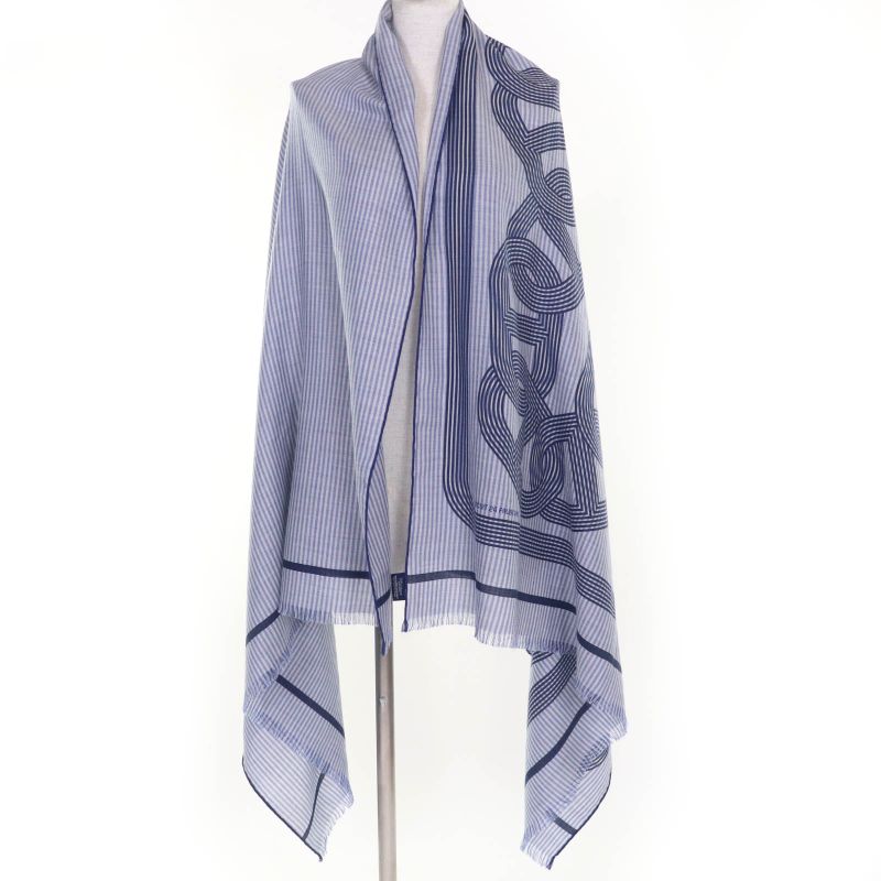 Hermes Circuit 24 Faubourg Circuit 24 Cashmere Silk With Logo Fringed Large