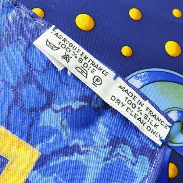 Hermes Carre 90 Carpe DIEM Enjoy Your Day Scarf 100% Silk Blue Sun Blue Hermes