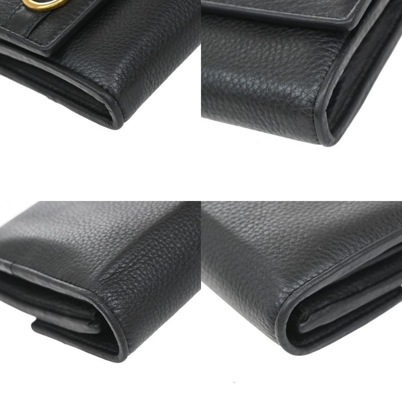 Gucci Long Wallet Fold Wallet Leather Black 65kb005