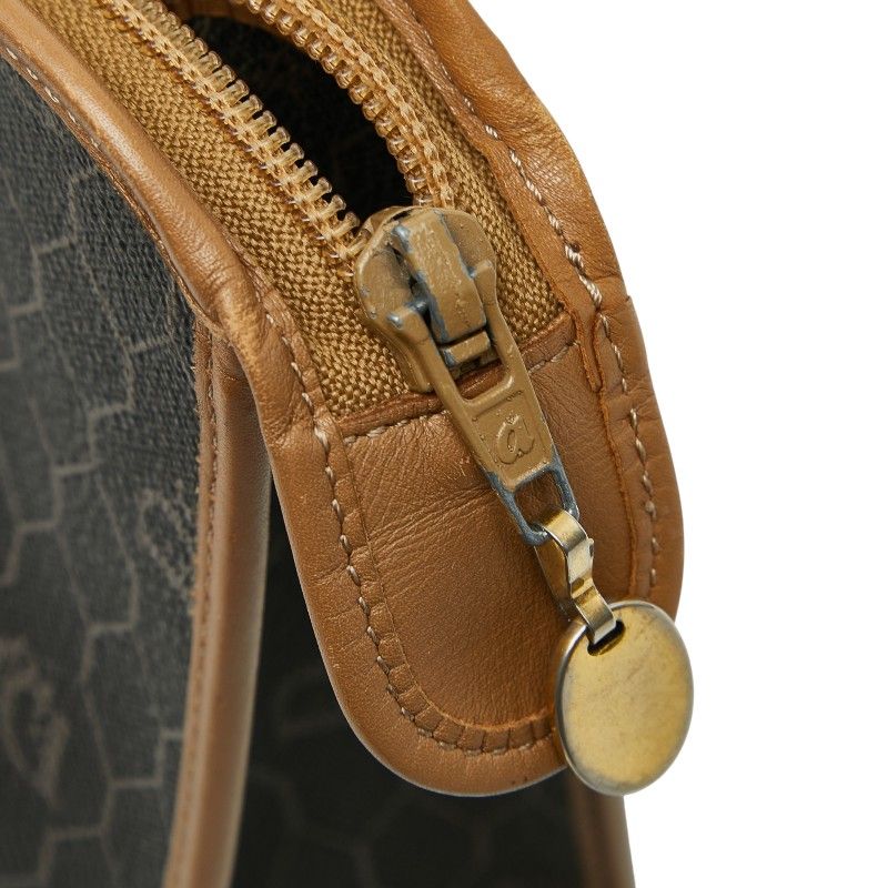 Dior Honeycomb Black Brown PVC Leather Women's Dior