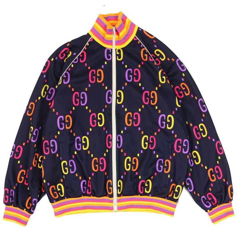 Gucci 701623 Jumbo GG Technical Jersey Track Jacket Navy Multicolor M Made In
