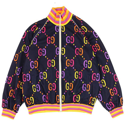 Gucci 701623 Jumbo GG Technical Jersey Track Jacket Navy Multicolor M Made In