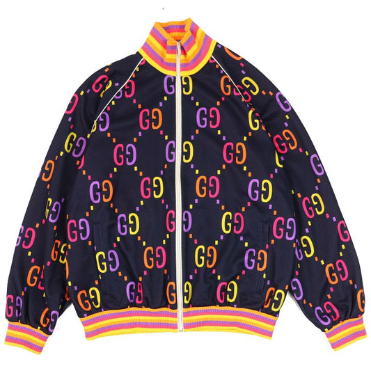 Gucci 701623 Jumbo GG Technical Jersey Track Jacket Navy Multicolor M Made In