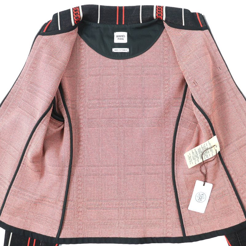 Hermes 2023 3h4209dc Tartan Et Chaines 100% Cotton Racer Jacket Zipup Knit