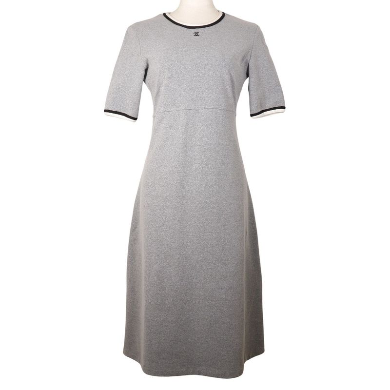 Chanel Coco Mark P11147v06479 Nylon X Polyurethane X Polyamide Gray Ladies Dress