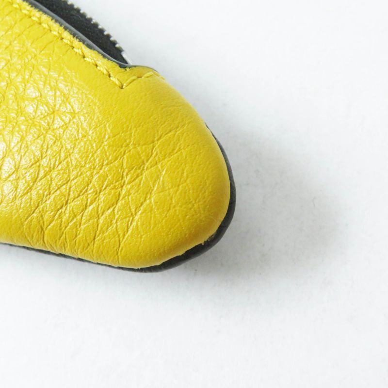 Fendi Bug's Eye Triangle Bicolor Leather Coin Case With Key Ring Yellow Black