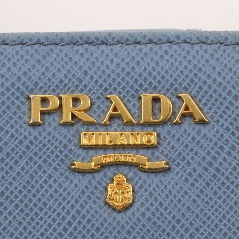 Prada Saffiano Astrale Light Blue Women's Fold Wallet