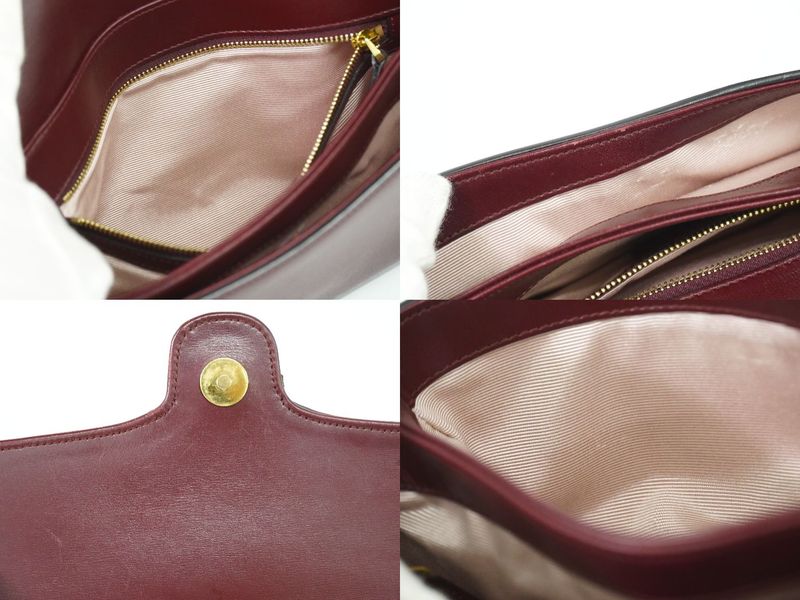 Authentic Gucci GG Marmont Arli Shoulder Bag Pochette Leather Bordeaux 550129