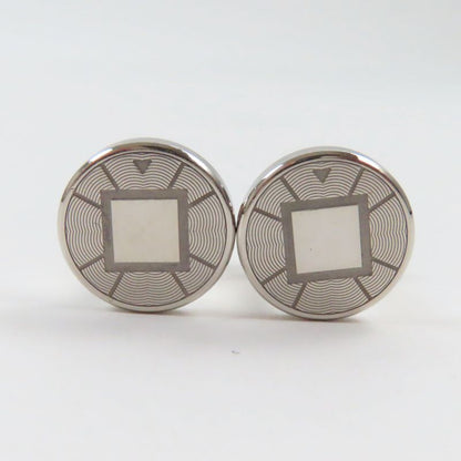 Cartier Ag925 Logo Engraved Round Shape Cufflinks Button Silver