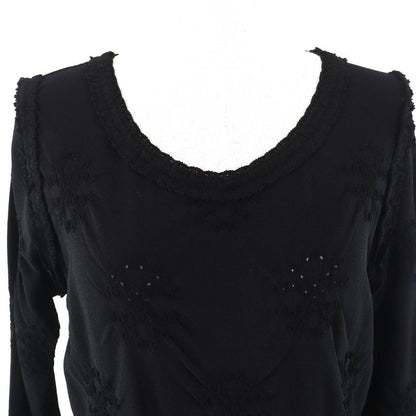 CHANEL P40325 Coco Mark Plate Allover Design Seventh Sleeve Knit Dress Black 38