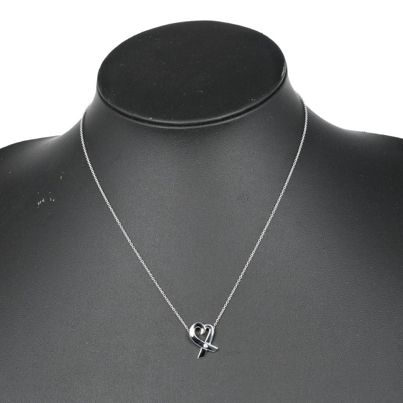 Tiffany & Co Loving Heart 925 Silver X 1P Diamond Ladies 2.66g Necklace