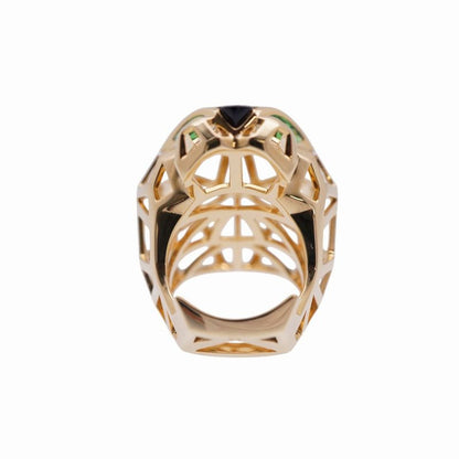 Cartier 18K Yellow Gold/onyx/tsavorite Panther De Ring N4722500 #52 Ring 750