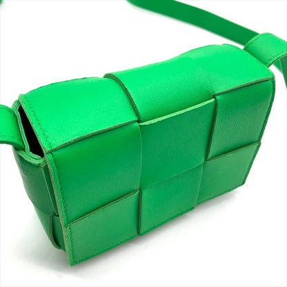 Bottega Veneta Leather Candy Cassette Green Shoulder Bag Mini