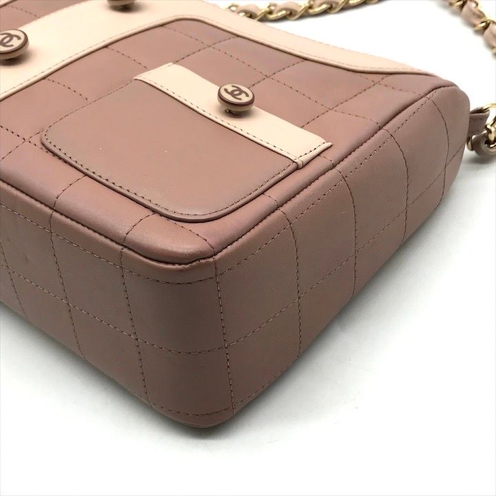 Chanel CC Logo Lambskin Diana Girl Chain Shoulder Bag Pink Beige