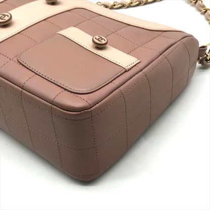 Chanel CC Logo Lambskin Diana Girl Chain Shoulder Bag Pink Beige