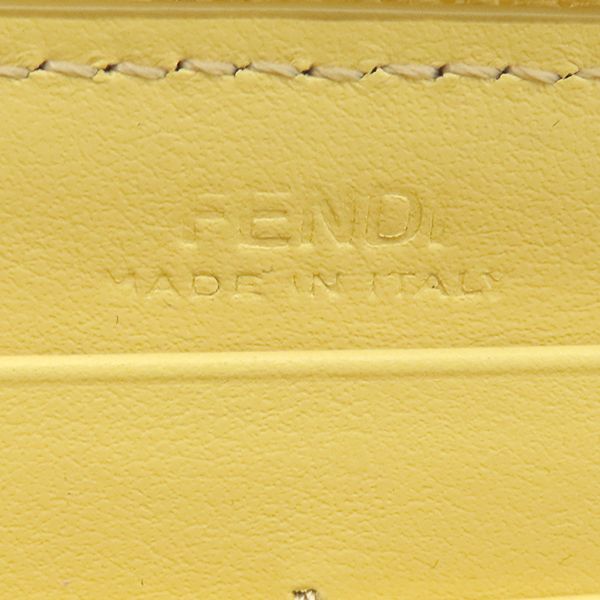 Fendi Long Wallet Robot Face Zip Around Leather Yellow Silver Hardware Round