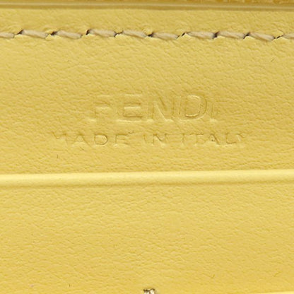 Fendi Long Wallet Robot Face Zip Around Leather Yellow Silver Hardware Round