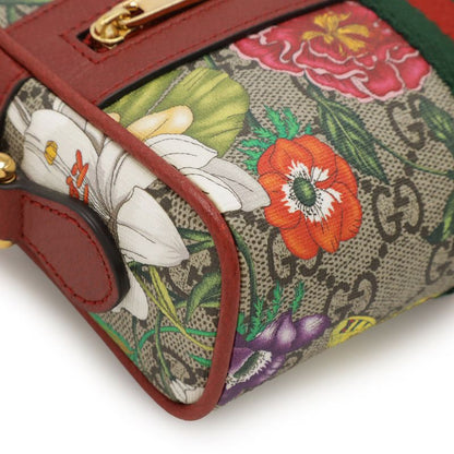 Gucci Ophidia GG Flora Sherry Line Shoulder Bag Pochette PVC Leather Red Beige