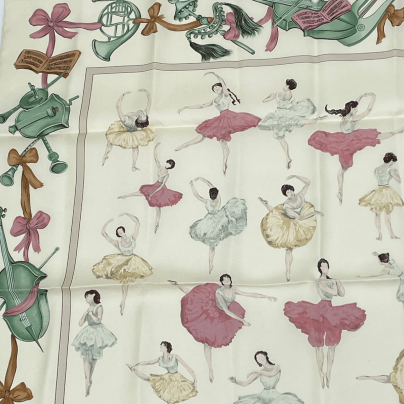 Hermes Carre 90 Silk Scarf La Danse La Danse Ballerina Beige