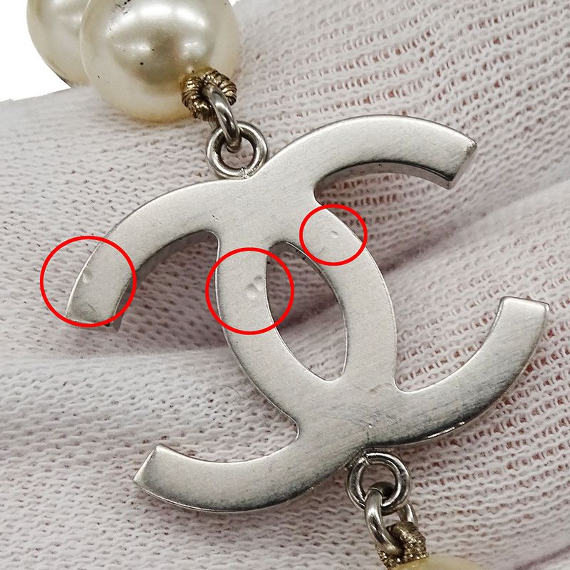 Chanel Necklace Ladies Brand Faux Pearl White Silver Hardware Fashionable