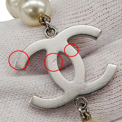 Chanel Necklace Ladies Brand Faux Pearl White Silver Hardware Fashionable