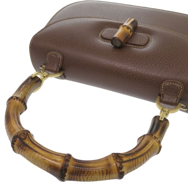 Gucci Bamboo 2WAY 000 926 0633 Leather Brown Handbag Brown 1074 Gucci