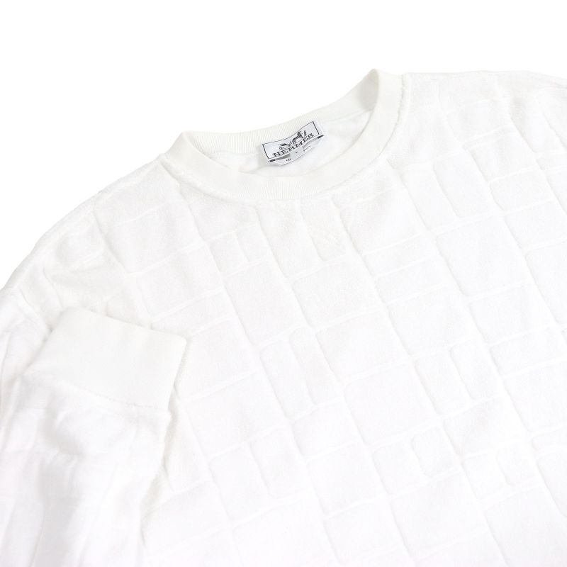 Hermes 19SS 100% Cotton Square Pattern Pile Long Sleeve Long Sleeve T-shirt