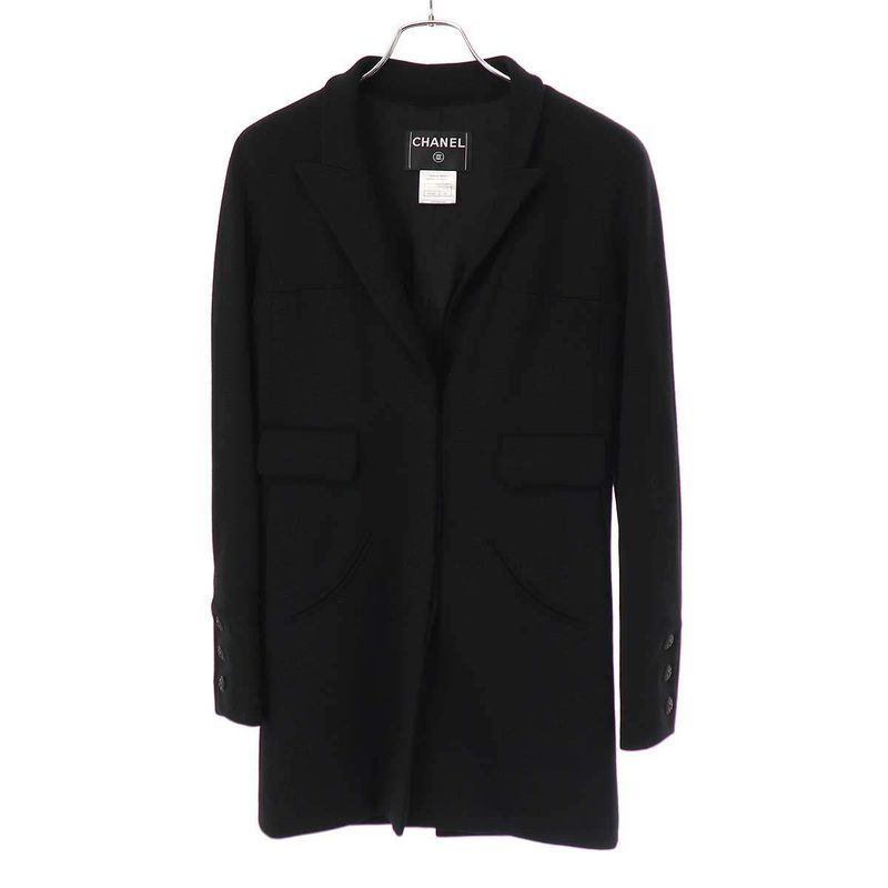 Chanel 2007aw Braided Coco Mark Button Long Jacket P31269v21533 Black 36
