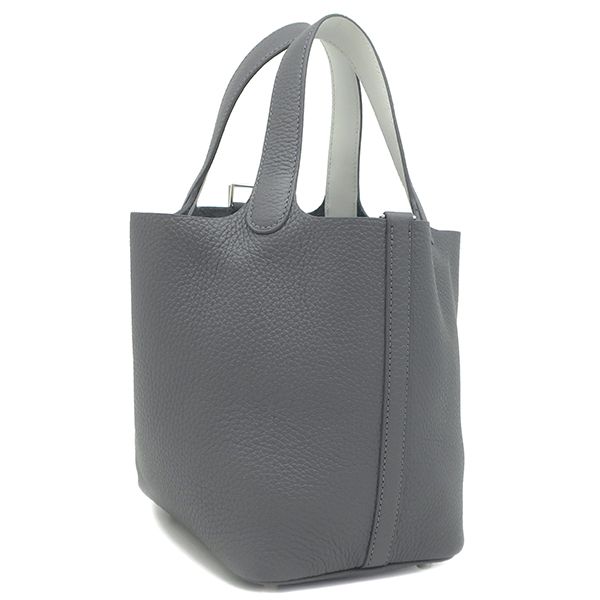 Hermes Handbag Picotin Lock PM Eclat Taurillon Clemence Vorsoft Ardoise × Gris
