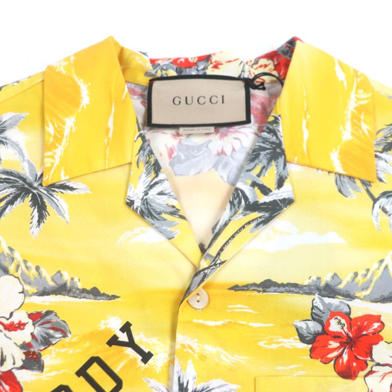 Gucci 22AW 694124 100% Cotton Hibiscus Short Sleeve Short Sleeve Bow Ring