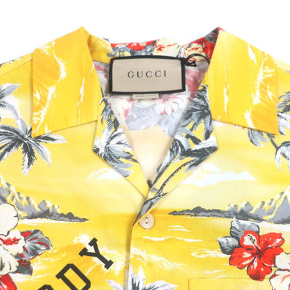 Gucci 22AW 694124 100% Cotton Hibiscus Short Sleeve Short Sleeve Bow Ring