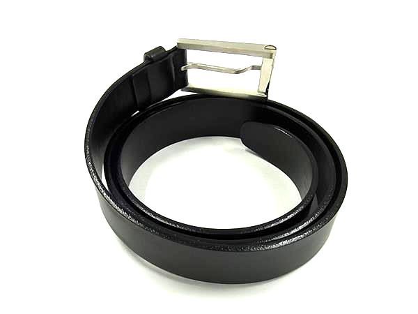 Bvlgari Leather Silver Hardware Belt Business Gentlemen Men's Black Fr2462