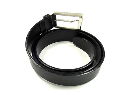 Bvlgari Leather Silver Hardware Belt Business Gentlemen Men's Black Fr2462