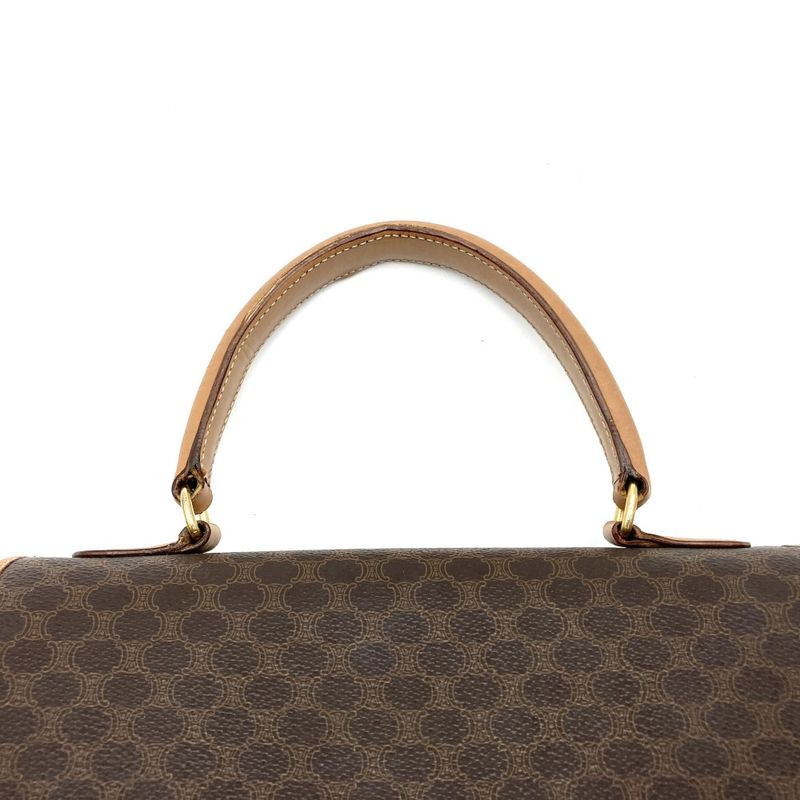 Celine M12 Handbag Brown Pvc/leather Macadam Lock Hardware Ladies Fashion