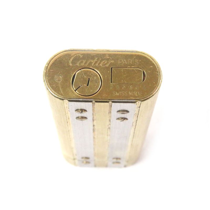 Cartier Santos De Cartier Oval Roller Type Smoking Accessory Gas Lighter Silver