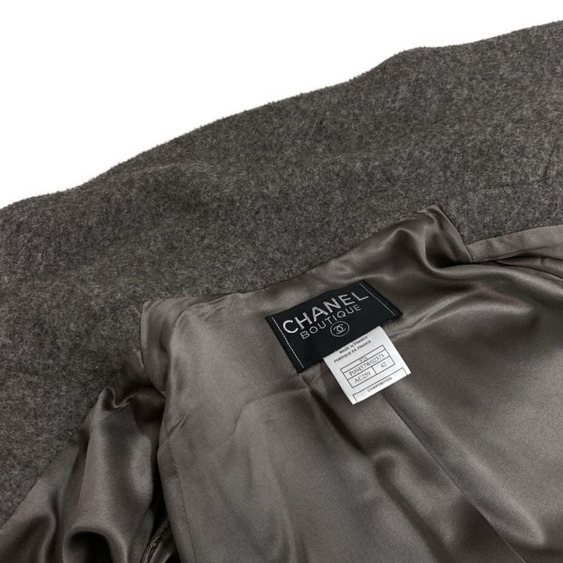 Chanel Coat Size 42 L Women - P09457 Gray Long Sleeves/fur/zip Up/fall/winter