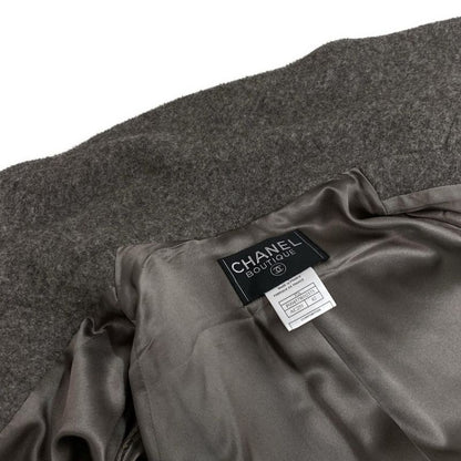 Chanel Coat Size 42 L Women - P09457 Gray Long Sleeves/fur/zip Up/fall/winter