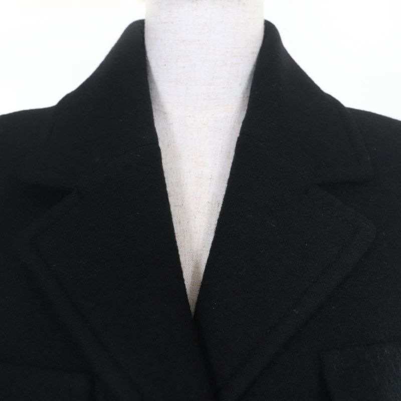 CHANEL P46375v32805 100% Wool Lion Button Long Length Coat Black 36 Made In