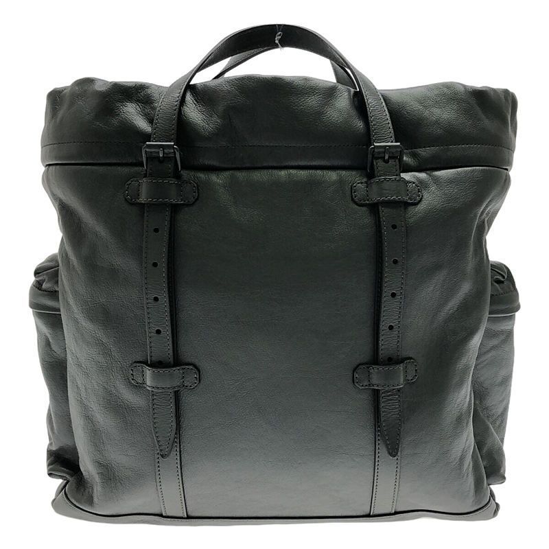 Gucci - 725664 Drawstring Leather Tote Bag Lined With GG Total Logo - Gray -