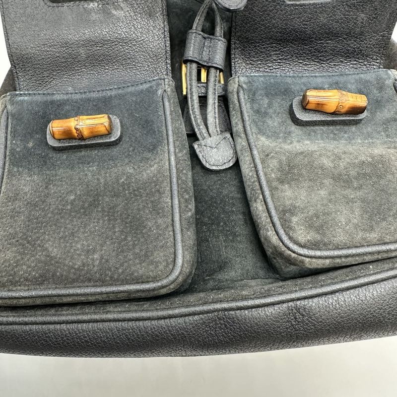 Gucci 003 2058 0016 Backpack Bamboo Suede Gray Daypack Suede Women