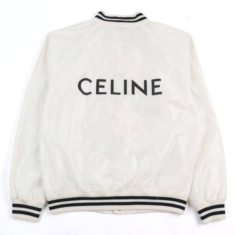 Celine 2w365495m Back Logo Bicolor Nylon Jacket Teddy Blouson White Black 44