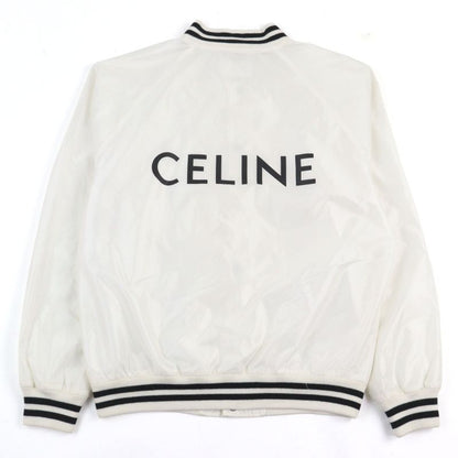 Celine 2w365495m Back Logo Bicolor Nylon Jacket Teddy Blouson White Black 44