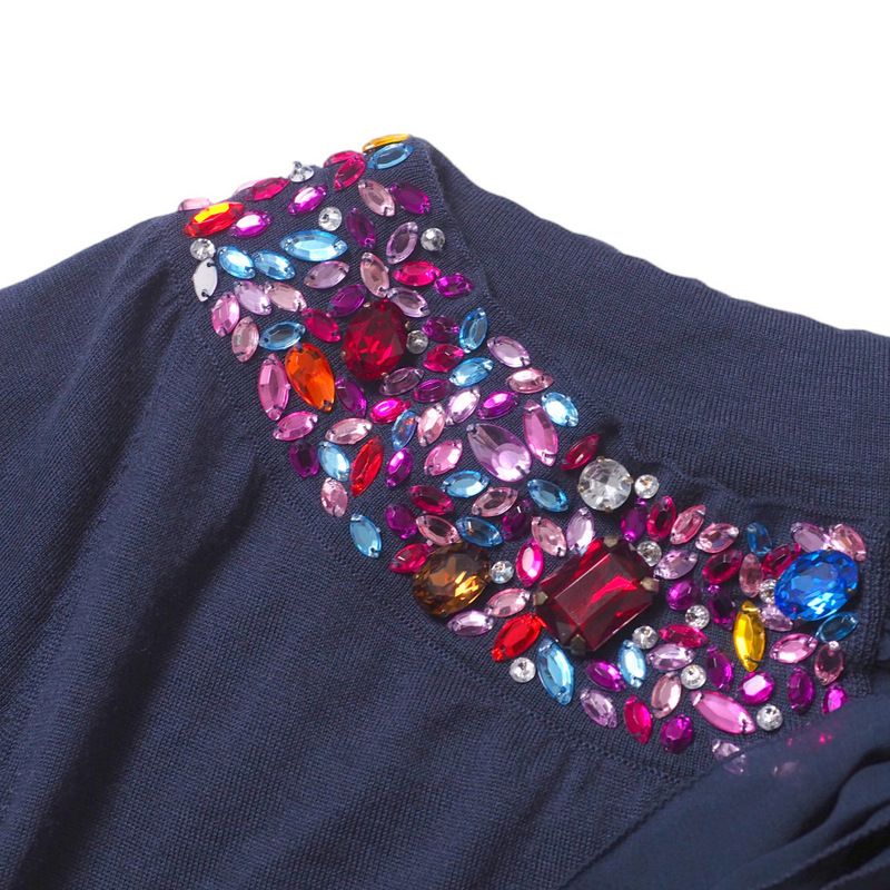 Christian DIOR Knit Size 38 Short Sleeve Knit Sweater Silk Chiffon Ribbon Bow