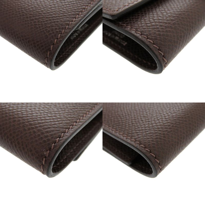 Hermes Bearn 4-strand Vaux Epson Chocolat □K Engraved Silver Hardware Brown Key
