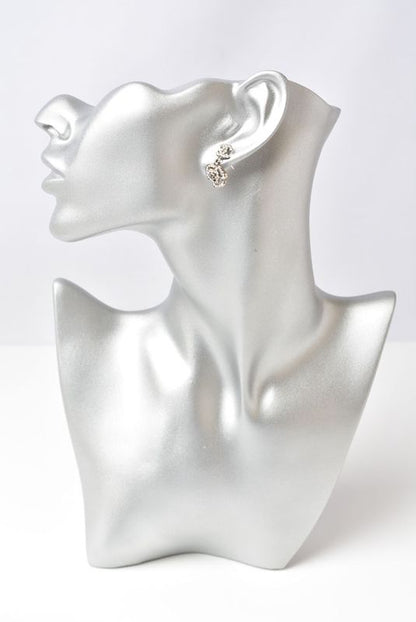 Chanel Earrings Coco Mark Camellia Swing Rhinestone Silver