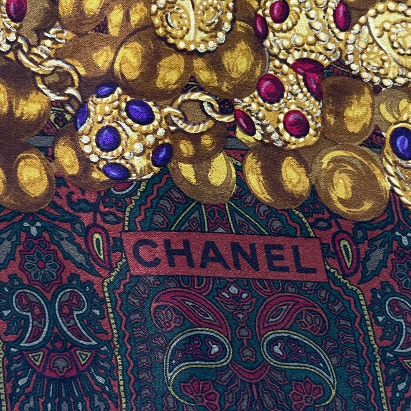 Chanel Scarf Silk Gripoa Pattern Multicolor