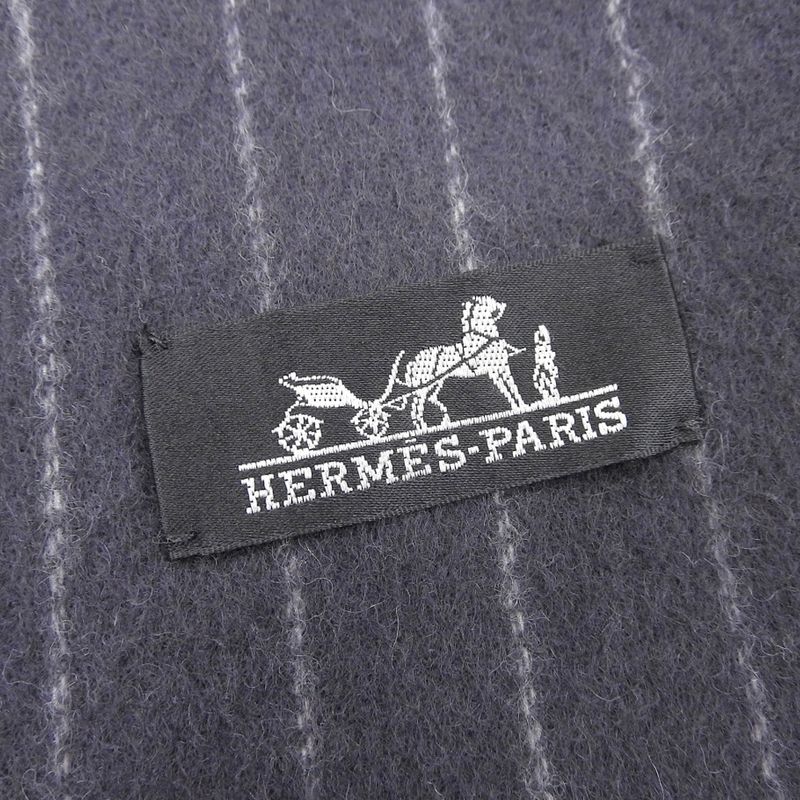 Hermes Y2K Vintage Made In England 100% Cashmere Striped Fringe Shawl Scarf 185