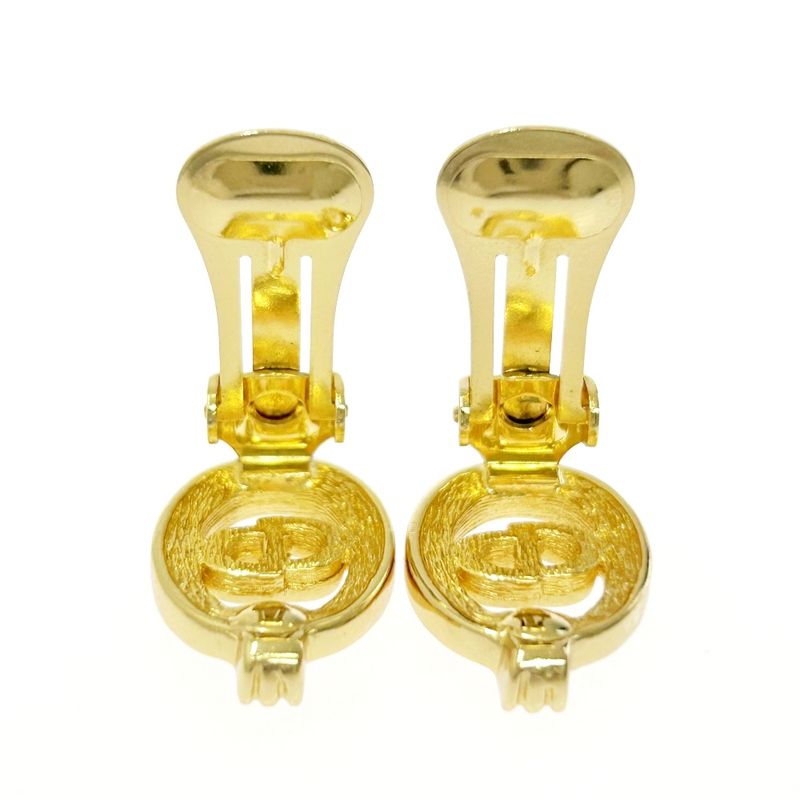 Christian Dior GP Rhinestone CD Logo Earrings Ladies Gold 419038 Earrings