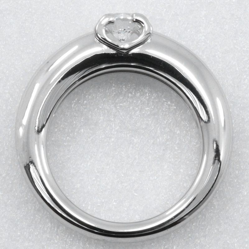 Cartier C De Solitaire 18kwhite Gold With Diamonds #6 Ladies 7.5g Ring