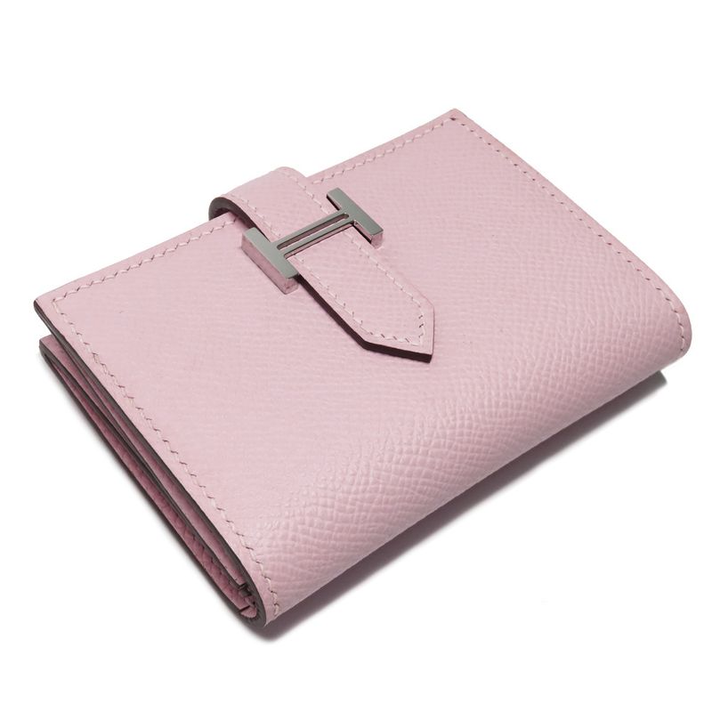 Hermes Bearn Card Case V-epson Mauvepere Silver-hardware Leather